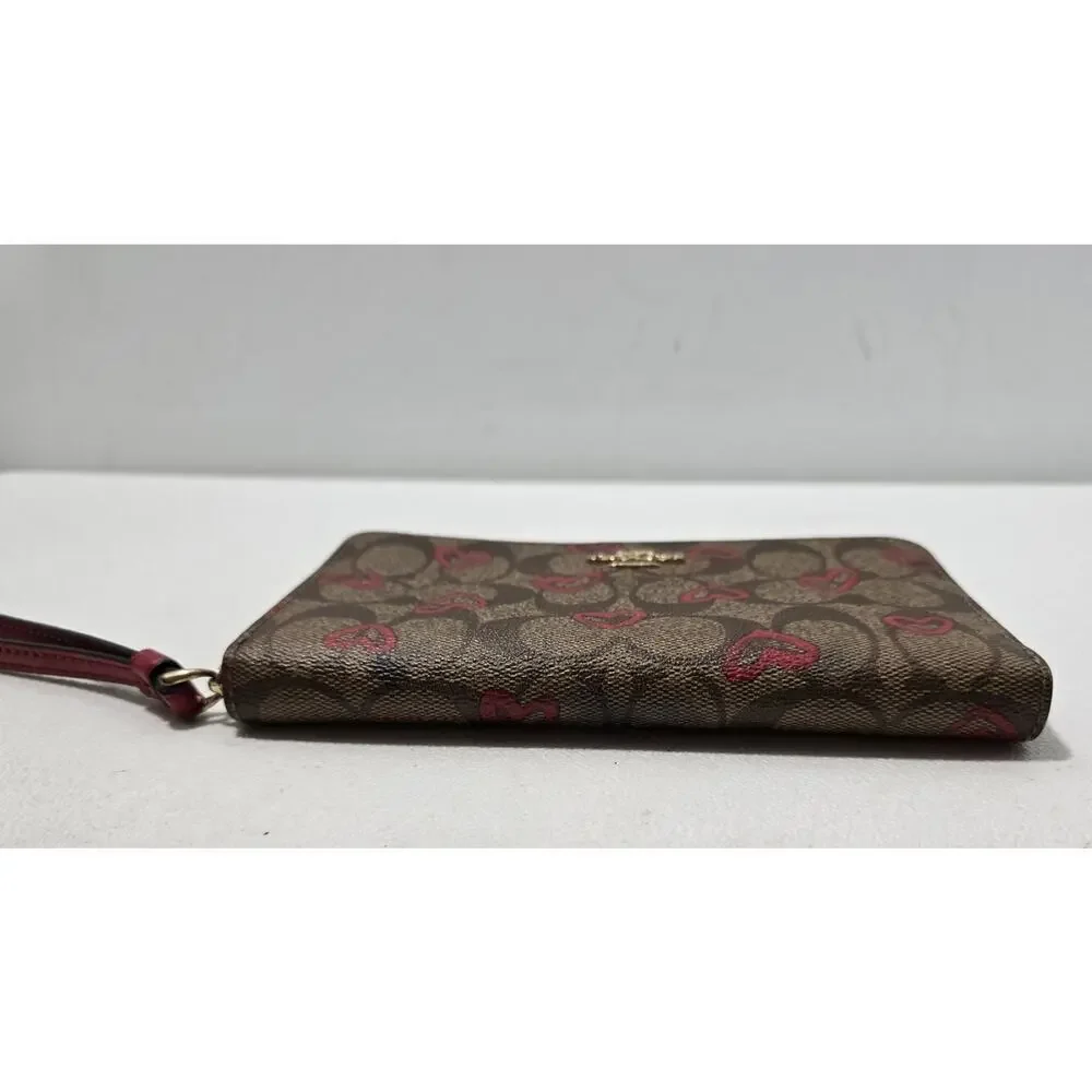 COACH LARGE PHONE WALLET SIGNATURE CANVAS WITH CRAYON ❤HEART 91578 - Picture 4 of 11